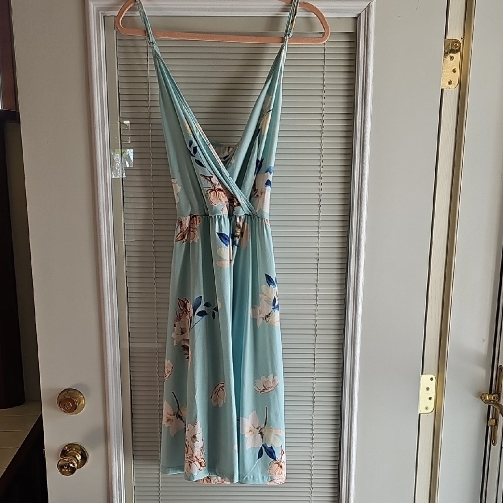 Amazon Sky Blue Floral Mini Dress